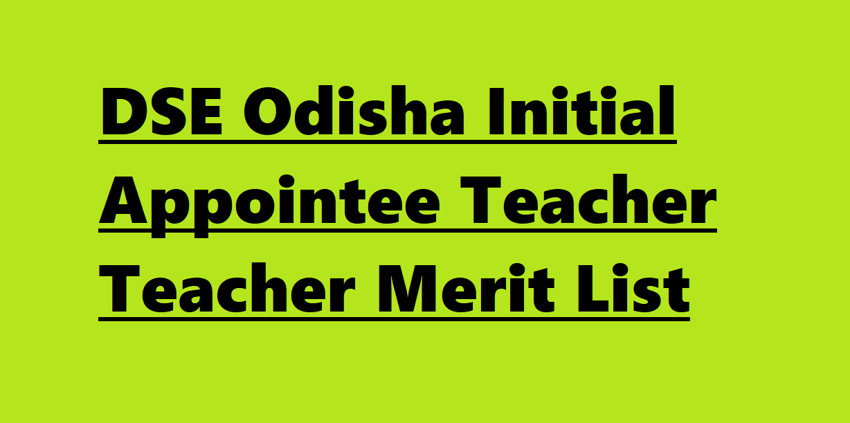 DSE Odisha IAT Teacher Result