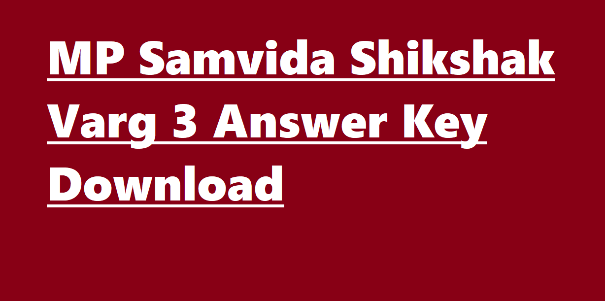 MP Samvida Shikshak Varg 3 Answer Key