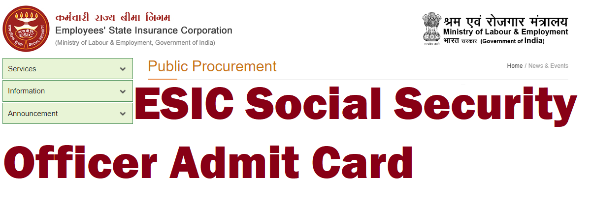 ESIC SSO Admit card