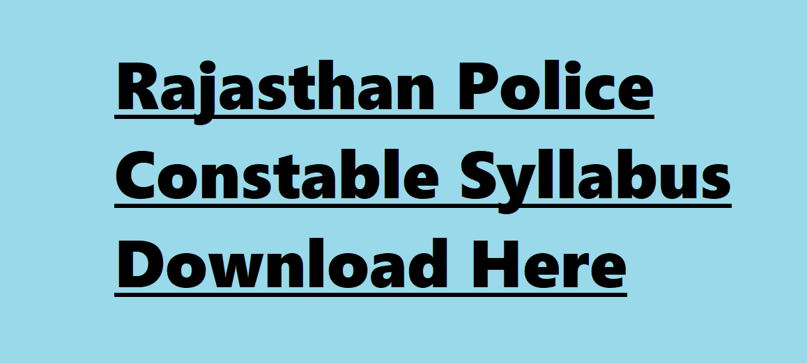 Rajasthan Police Constable Syllabus