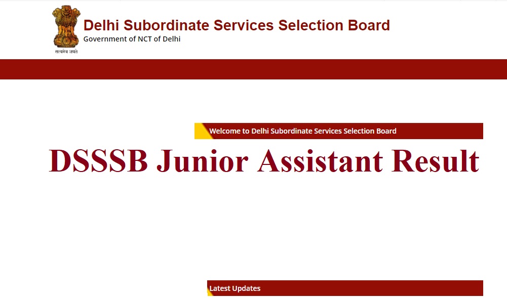 DSSSB Junior Assistant Result