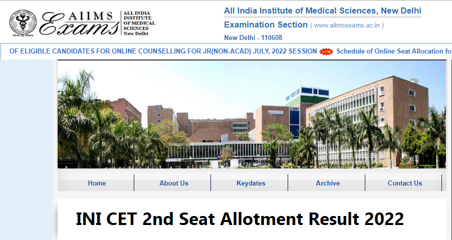 INI CET 2nd Seat Allotment Result