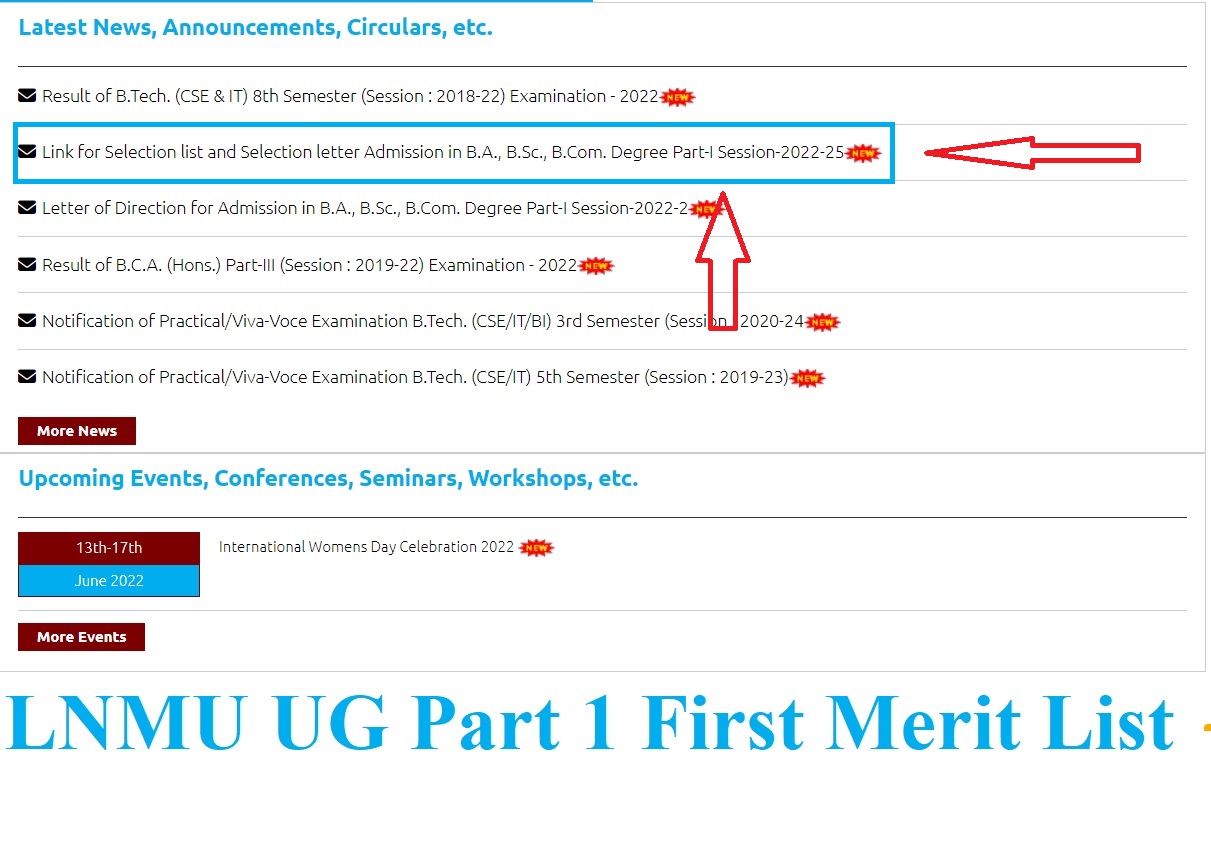 LNMU UG 1st Merit List