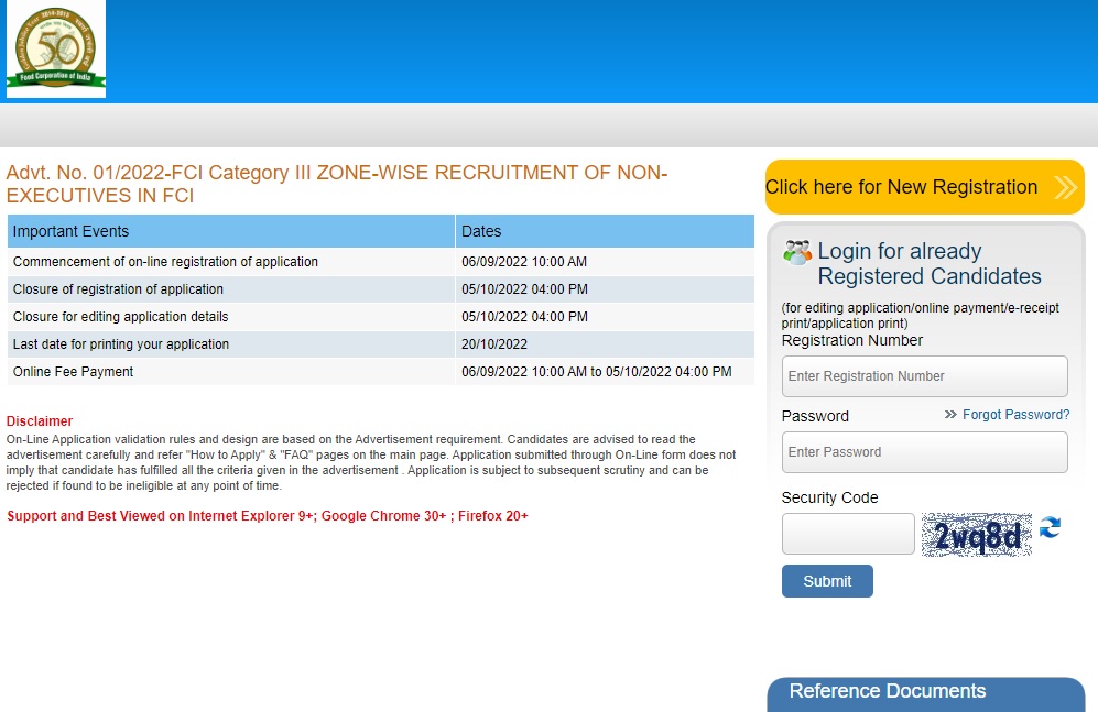 FCI Grade 3 Recruitment Online Form