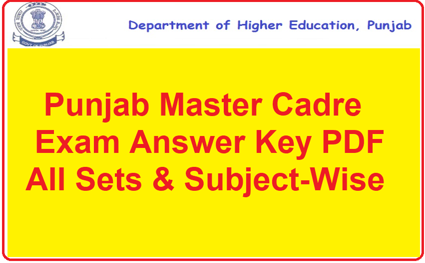 Punjab Master Cadre Answer Key