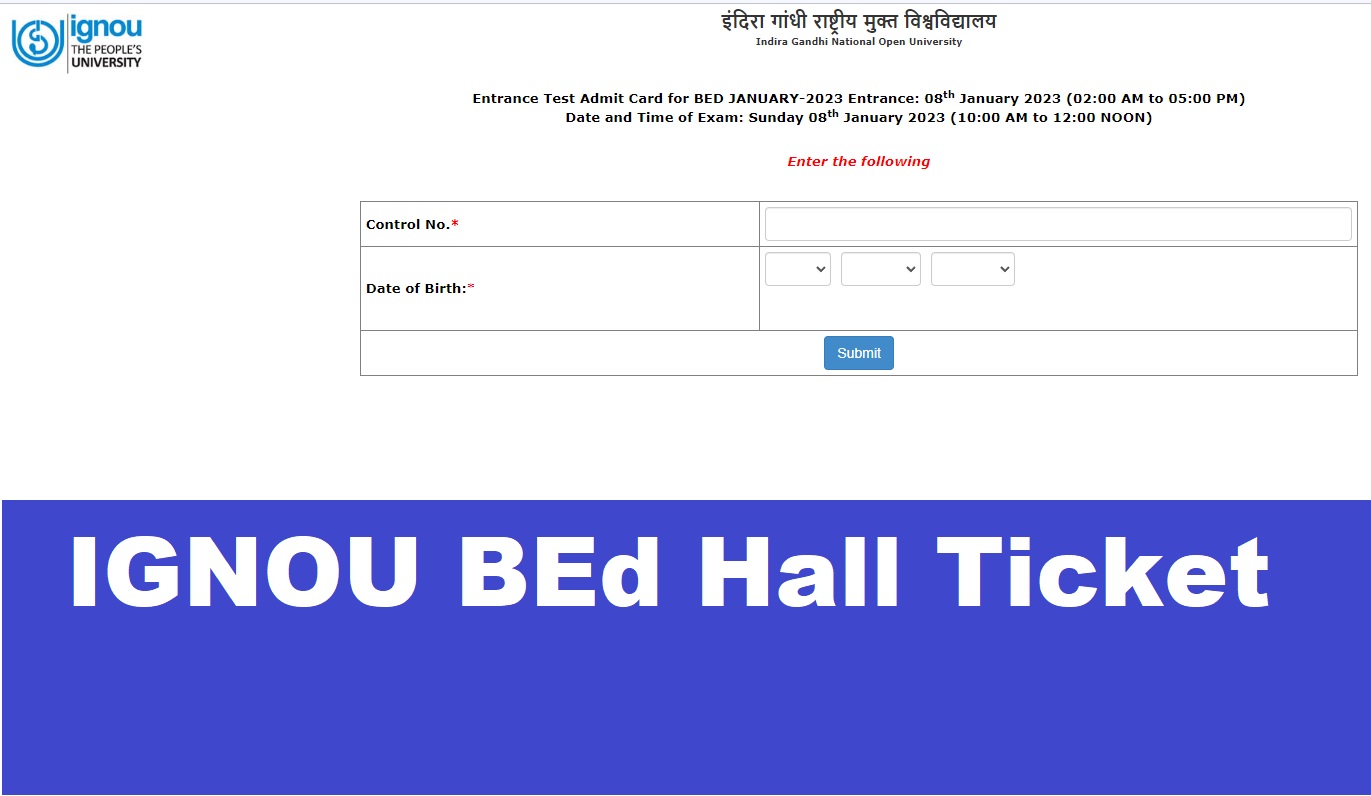 IGNOU BEd Hall Ticket