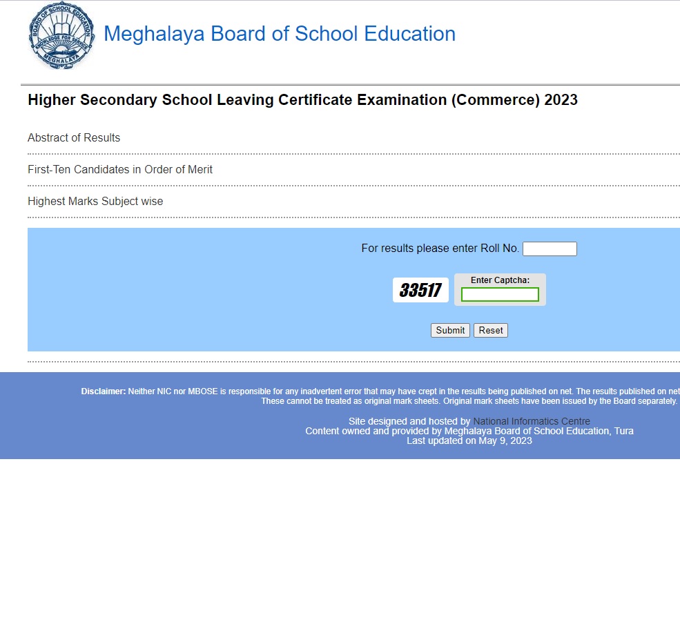 Meghalaya Board HSSLC Result 2023