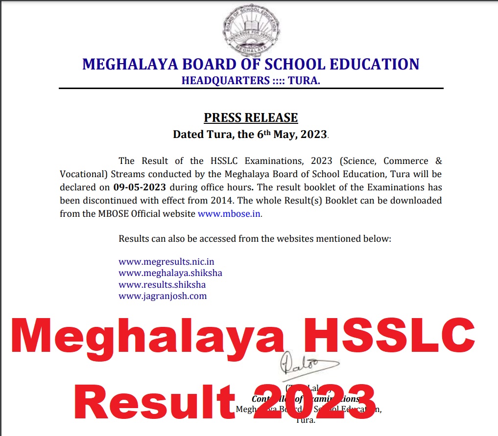 Meghalaya HSSLC Result 2023