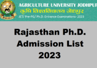 Rajasthan Ph.D. Admission List 2023