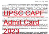 UPSC CAPF Admit Card