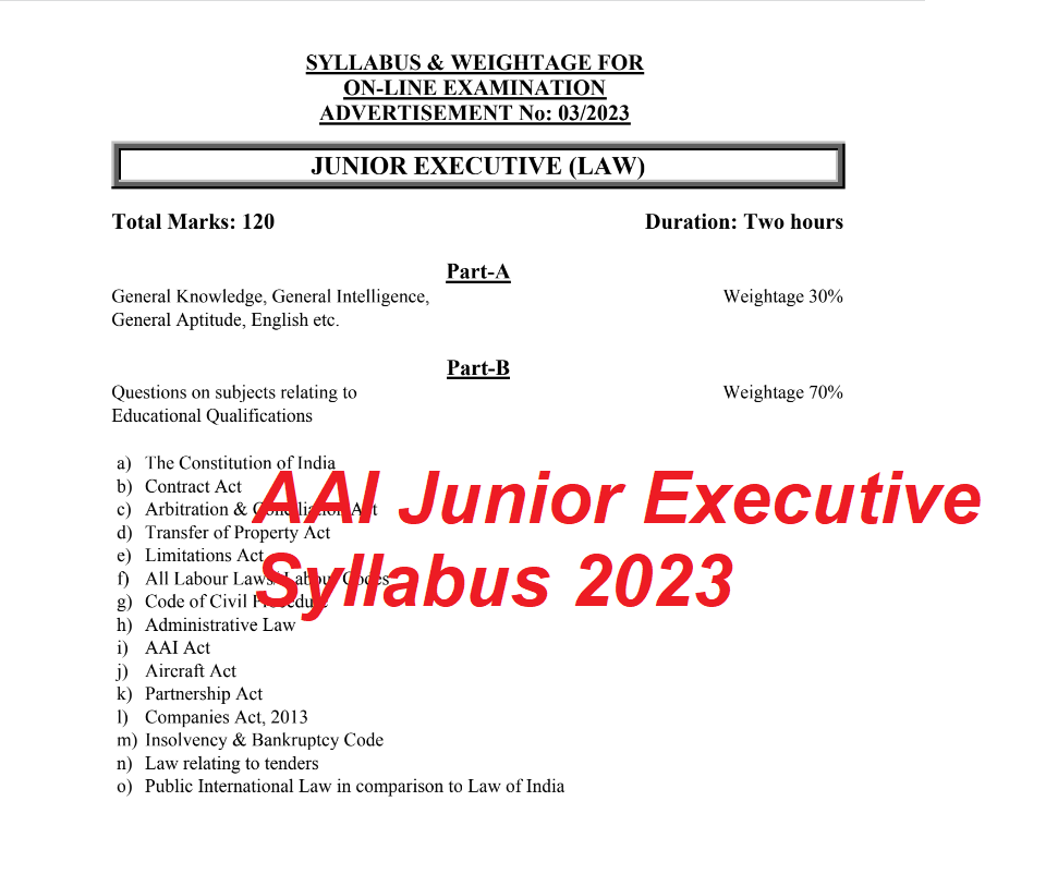 AAI Junior Executive Syllabus 2023