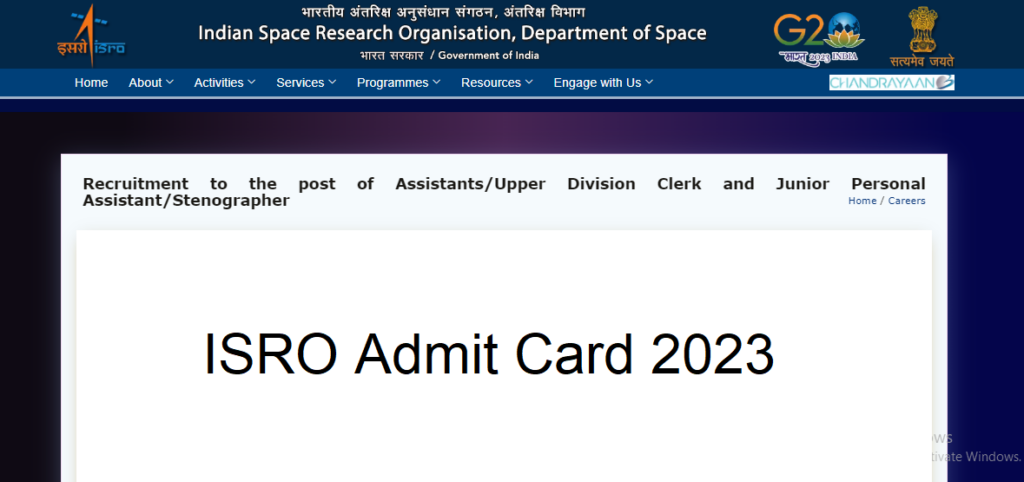 ISRO Admit Card 2023
