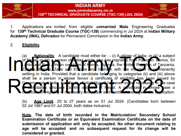 Indian Army TGC Recruitment 2023