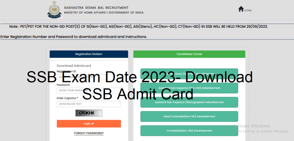 SSB Admit Card 2023.