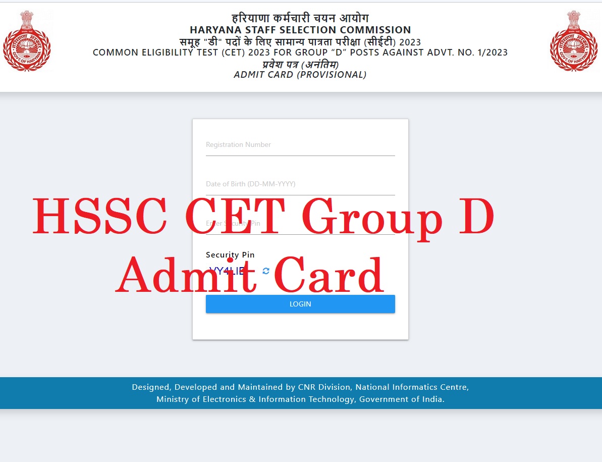 HSSC CET Group D Admit Card